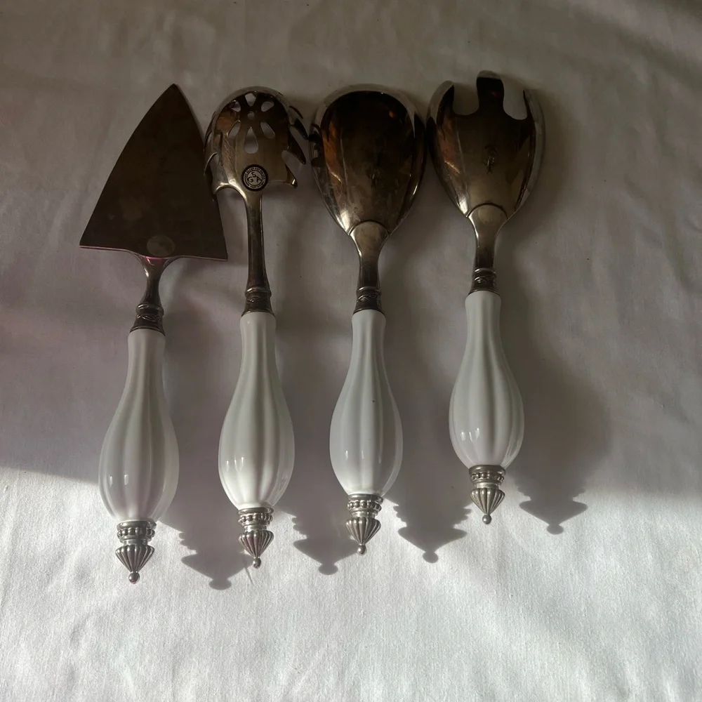 Elegant White and Silver Dining Utensil Set